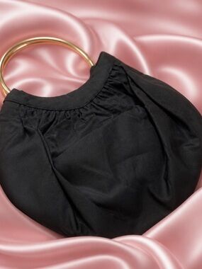 Koret Vintage Black Evening Bag with Gold Metal Handle
